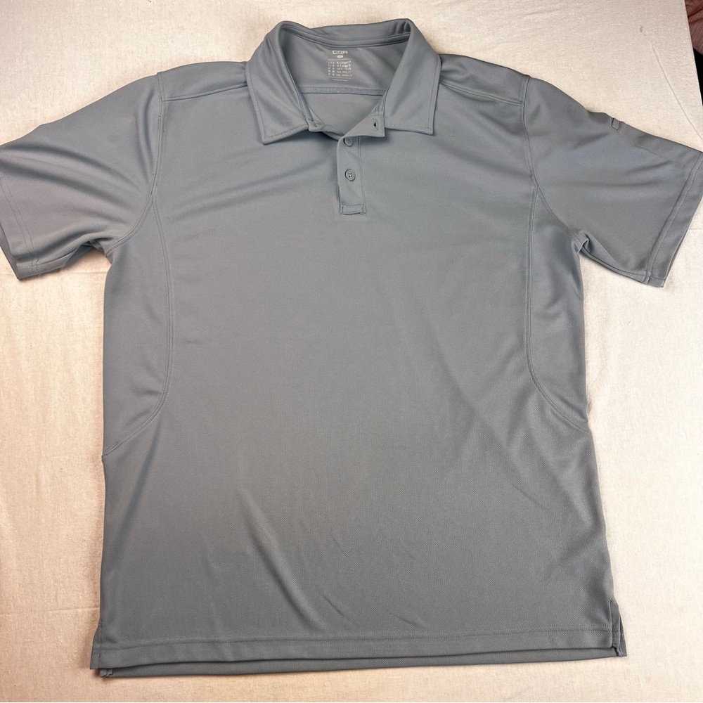 CQR Men’s XLT Grey Blue Polo Short Sleeve Quick Dry Lightweight Pen Pocket Arm